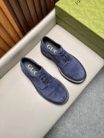 Gucci Blue calfskin Leather Shoes-Gucci Man Business Leather Shoes